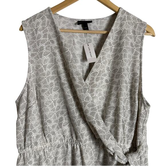 Lane Bryant Gray White Floral Print Sleeveless Wrap Dress Plus Size 20 - Picture 2 of 11
